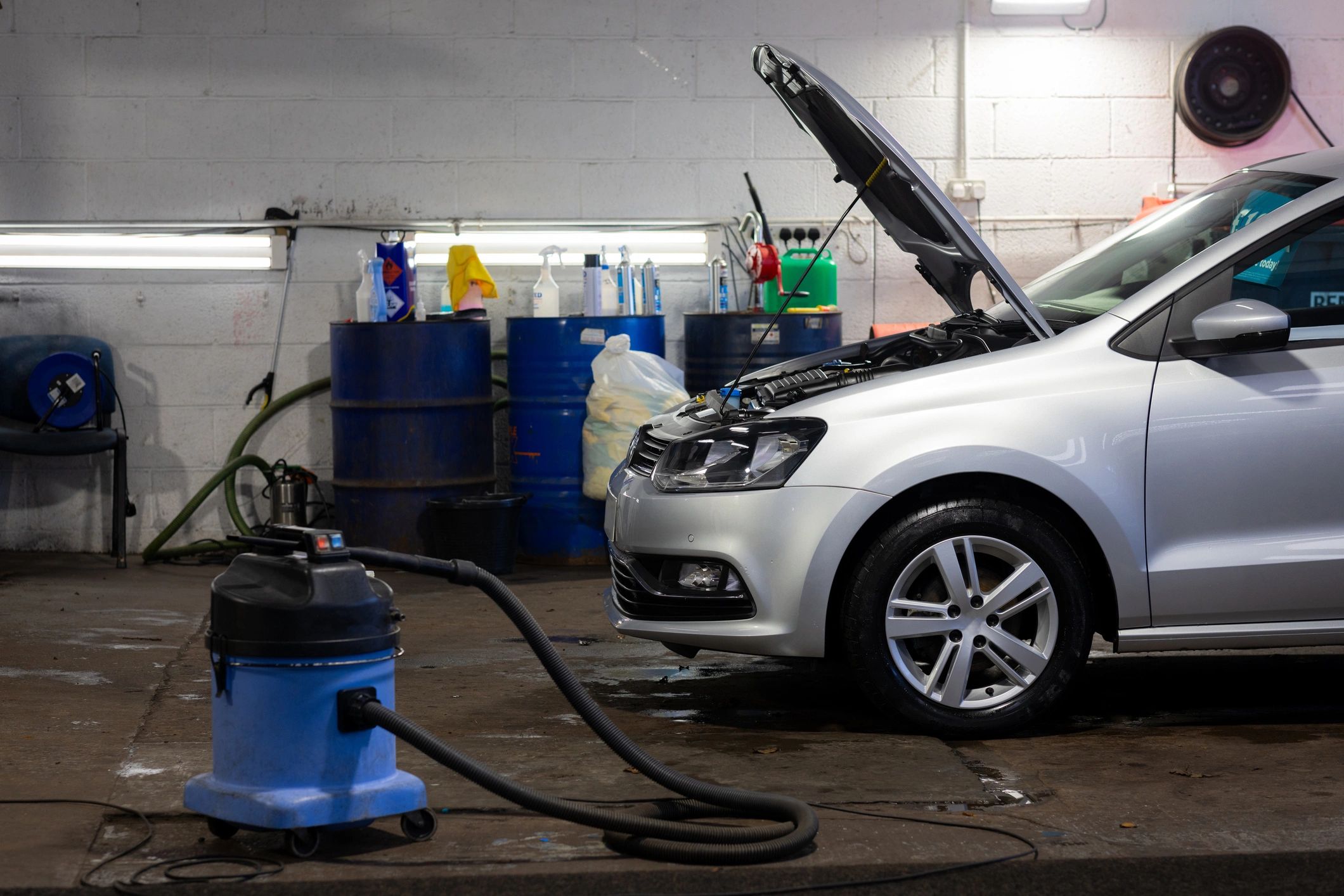 Car being serviced inside the Tilstock Motors workshop